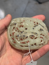 Three Chinese reticulated jade plaques, Ming/Qing