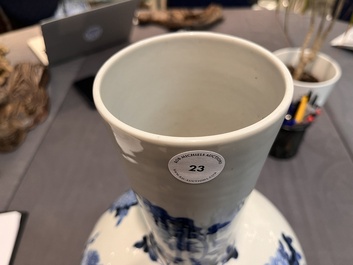 A Chinese blue and white 'tianqiuping' 'peony' vase, Qianlong mark, Republic
