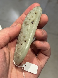 Three Chinese reticulated jade plaques, Ming/Qing
