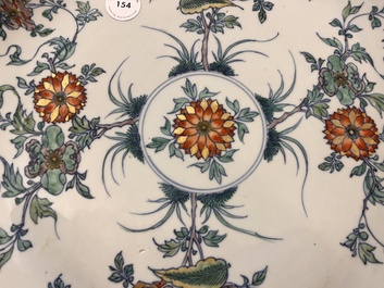 A Chinese doucai dish with floral design, Yongzheng