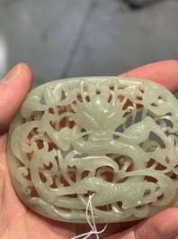 Three Chinese reticulated jade plaques, Ming/Qing