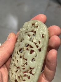 Three Chinese reticulated jade plaques, Ming/Qing