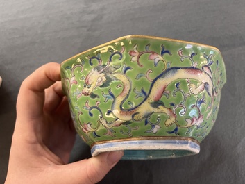Two Chinese famille rose 'dragon' bowls, Tongzhi mark and of the period