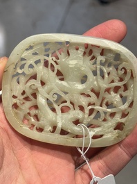 Three Chinese reticulated jade plaques, Ming/Qing