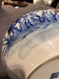A Chinese blue and white 'tianqiuping' 'peony' vase, Qianlong mark, Republic