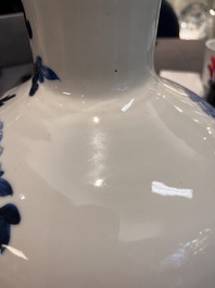 A Chinese blue and white 'tianqiuping' 'peony' vase, Qianlong mark, Republic