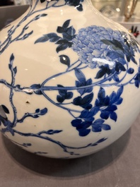 A Chinese blue and white 'tianqiuping' 'peony' vase, Qianlong mark, Republic