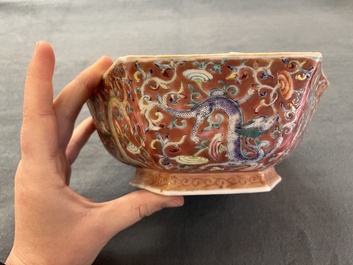 Two Chinese famille rose 'dragon' bowls, Tongzhi mark and of the period