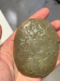 Three Chinese reticulated jade plaques, Ming/Qing