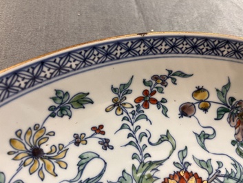 A Chinese doucai dish with floral design, Yongzheng