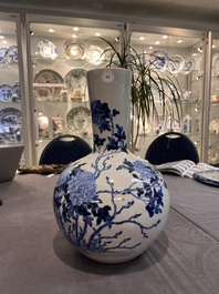 A Chinese blue and white 'tianqiuping' 'peony' vase, Qianlong mark, Republic