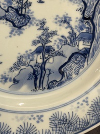 A Chinese blue and white 'Master of the Rocks' plate, Kangxi