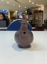 A Chinese Yixing stoneware phoenix-form teapot and cover, Kangxi