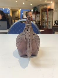 A Chinese Yixing stoneware phoenix-form teapot and cover, Kangxi