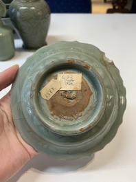 Seven Chinese Longquan celadon wares, Yuan/Ming