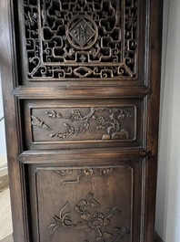 Four Chinese carved and openworked wooden doors, early 20th C.