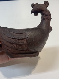 A Chinese Yixing stoneware phoenix-form teapot and cover, Kangxi