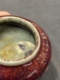 A Chinese jun-glazed bowl and a copper-red-glazed brush washer, 18/20th C.