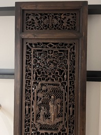 Four Chinese carved and openworked wooden doors, early 20th C.
