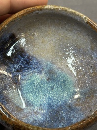A Chinese jun-glazed bowl and a copper-red-glazed brush washer, 18/20th C.