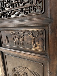 Four Chinese carved and openworked wooden doors, early 20th C.