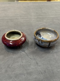 A Chinese jun-glazed bowl and a copper-red-glazed brush washer, 18/20th C.