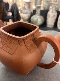 Two Chinese Yixing stoneware teapots, seal marks, 19th C.