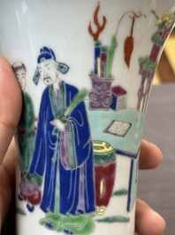 A pair of Chinese famille rose wall vases and a 'gu' vase, 19/20th C.