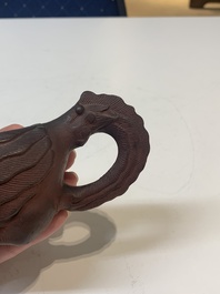 A Chinese Yixing stoneware phoenix-form teapot and cover, Kangxi