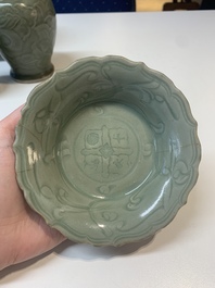 Seven Chinese Longquan celadon wares, Yuan/Ming