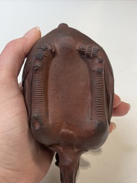 A Chinese Yixing stoneware phoenix-form teapot and cover, Kangxi