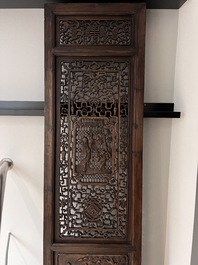 Four Chinese carved and openworked wooden doors, early 20th C.