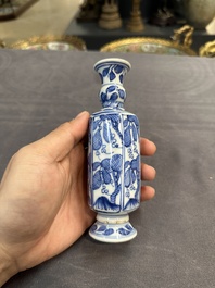 A Chinese blue and white goblet, a salt and a vase, Kangxi