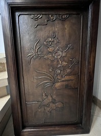 Four Chinese carved and openworked wooden doors, early 20th C.