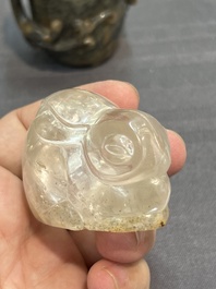 Seven Chinese jade and rock crystal carvings, 19/20th C.