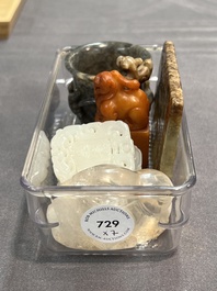 Seven Chinese jade and rock crystal carvings, 19/20th C.