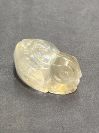 Seven Chinese jade and rock crystal carvings, 19/20th C.