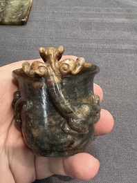 Seven Chinese jade and rock crystal carvings, 19/20th C.