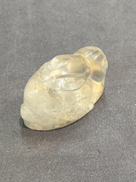 Seven Chinese jade and rock crystal carvings, 19/20th C.