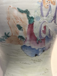 A Chinese famille rose vase, a jardini&egrave;re and a dish, Qianlong and Guangxu marks, 20th C.