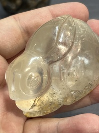 Seven Chinese jade and rock crystal carvings, 19/20th C.