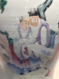 A Chinese famille rose vase, a jardini&egrave;re and a dish, Qianlong and Guangxu marks, 20th C.