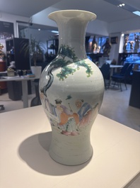 A Chinese famille rose vase, a jardini&egrave;re and a dish, Qianlong and Guangxu marks, 20th C.