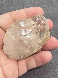 Seven Chinese jade and rock crystal carvings, 19/20th C.