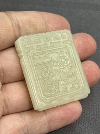 Seven Chinese jade and rock crystal carvings, 19/20th C.