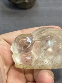 Seven Chinese jade and rock crystal carvings, 19/20th C.