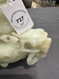 Five Chinese jade and agate incense burners and covers, 20th C.
