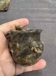 Seven Chinese jade and rock crystal carvings, 19/20th C.