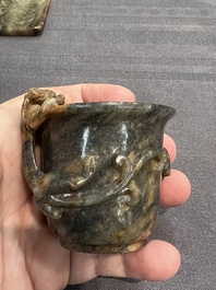 Seven Chinese jade and rock crystal carvings, 19/20th C.