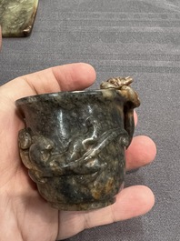 Seven Chinese jade and rock crystal carvings, 19/20th C.